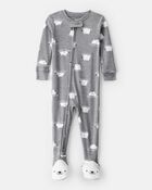 Toddler Boy Polar Bear Cotton Snug Fit Footie 1-Piece Pyjamas - Grey, image 1 of 4 slides
