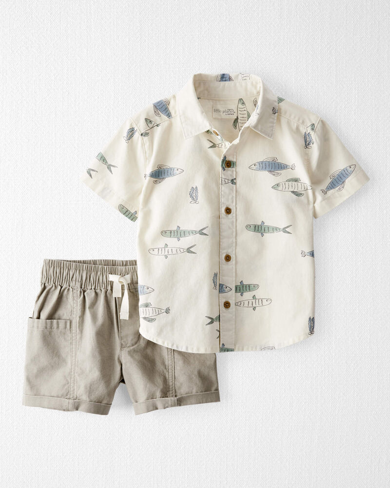Toddler 2-Piece Fish-Print Set Made with Organic Cotton, image 1 of 6 slides