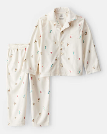 Tout-petit - Pyjama en polaire de No&euml;l mini &agrave; manches longues, coupe ample, 2 pi&egrave;ces - Blanc, 