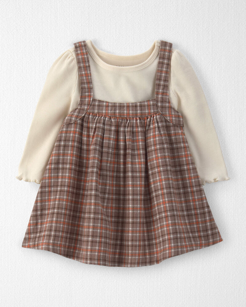 Baby Girl 2-Piece Organic Cotton Plaid Jumper Set, image 1 of 7 slides
