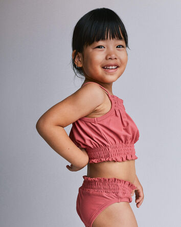 Tout-petit fille - Tankini &agrave; smocks - Bourgogne, 