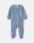 Baby Boy Dinosaur 2-Way Zip Sleeper - Blue, image 1 of 5 slides