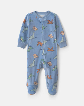 Baby Boy Dinosaur 2-Way Zip Sleeper - Blue, 