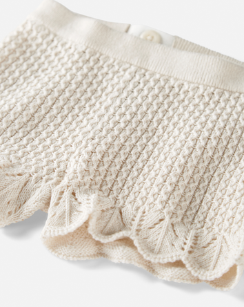 Baby 2-Piece Organic Cotton Crotchet Knit Set-Cream, 