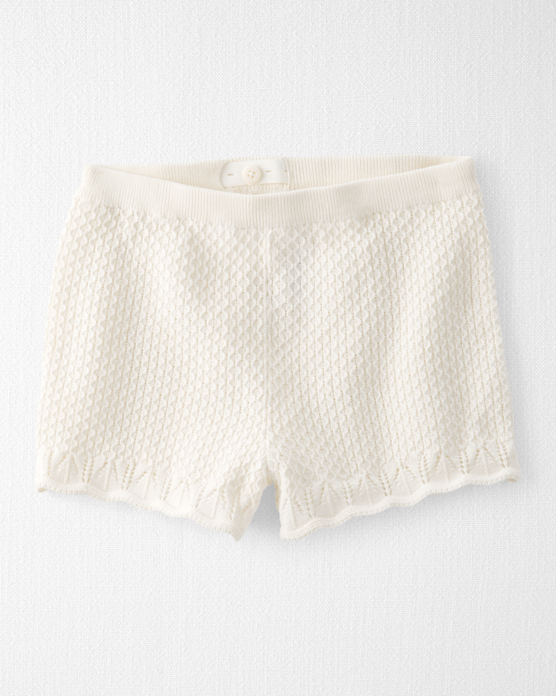 Kid 2-Piece Organic Cotton Crotchet Knit Set-Cream, image 2 of 6 slides