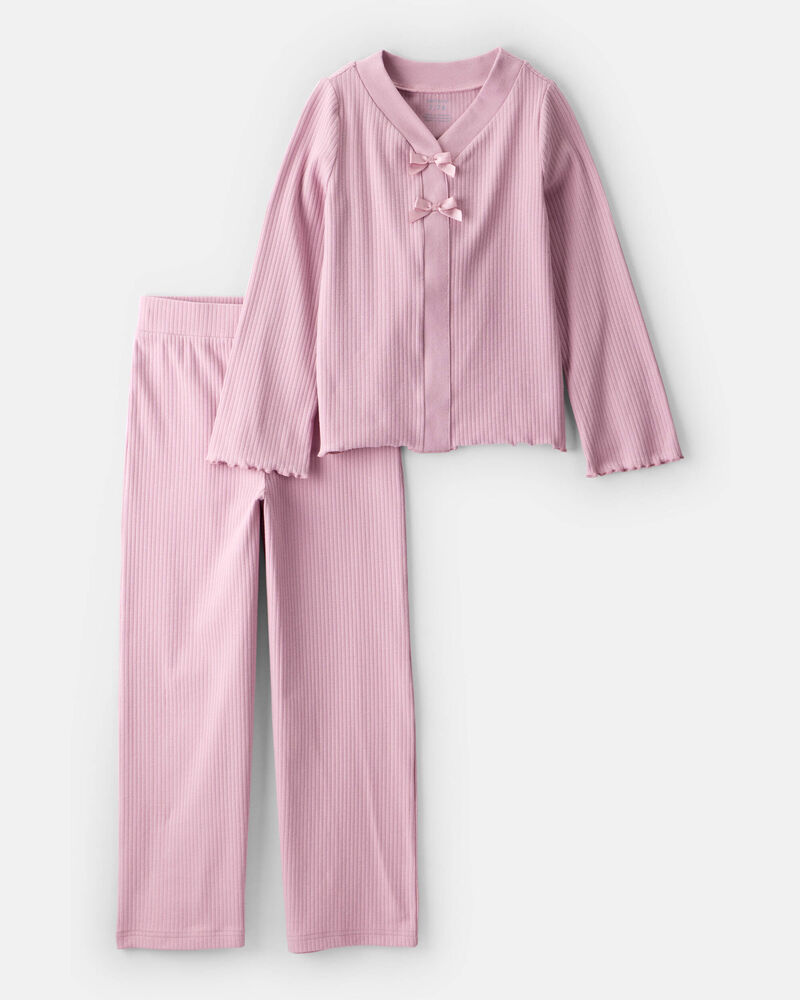 Girls 2-Piece Long-Sleeve Tee & Pant Set - Pink, image 1 of 4 slides