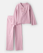 Girls 2-Piece Long-Sleeve Tee & Pant Set - Pink, image 1 of 4 slides