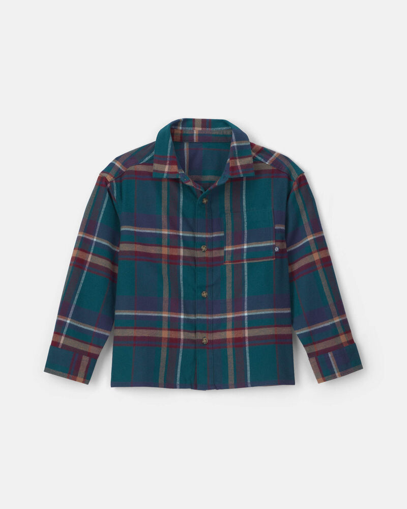 Gar&ccedil;ons - Chemise boutonn&eacute;e en flanelle &agrave; carreaux &ndash; Vert/Bleu/Brun, image 1 sur 2 diapositives