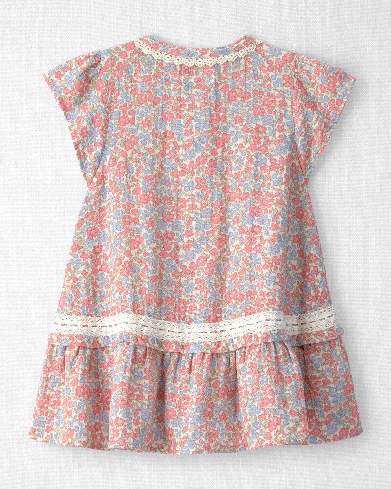 Tout-petit fille - Robe en gaze de coton biologique &agrave; imprim&eacute; floral printanier, image 3 sur 5 diapositives