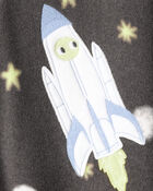 Toddler Boy Spaceship Star Fleece Long-Sleeve Loose Fit 1-Piece Pyjamas - Grey, image 3 of 4 slides