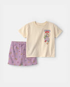 Tout-petit fille - Ensemble 2 pi&egrave;ces haut &agrave; manches courtes et short en jersey bouclette Pixar&copy; Toy Story - Mauve/Cr&egrave;me, image 1 sur 5 diapositives