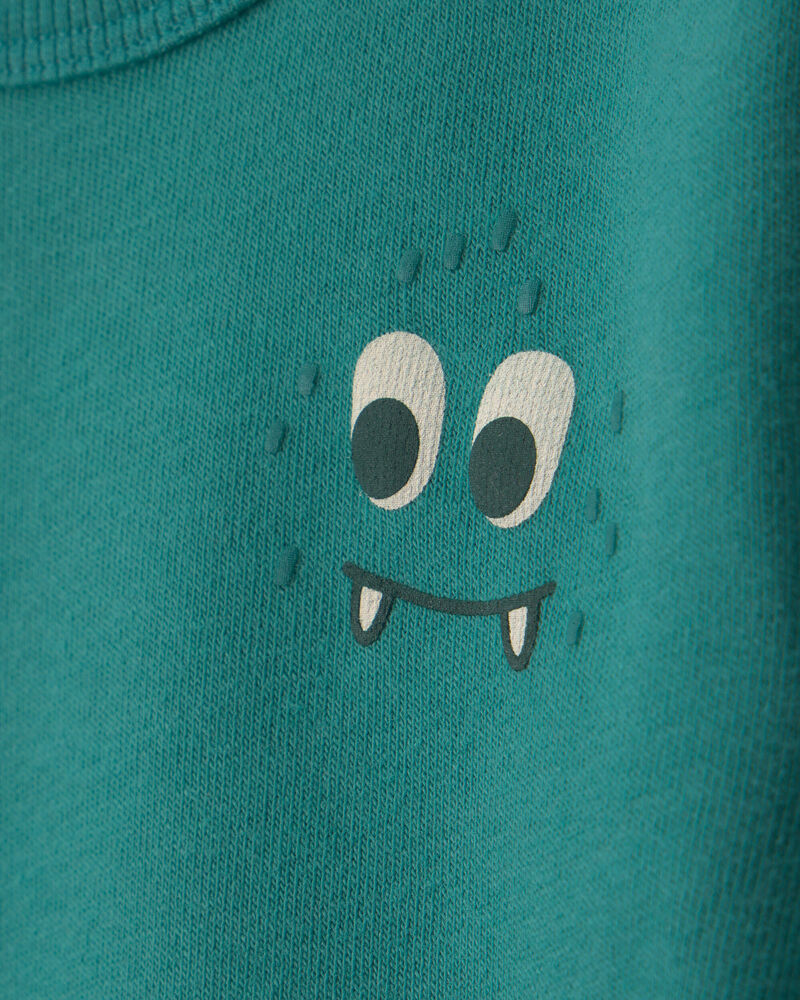 Baby Boy Cozy Monster Fleece Pullover Sweatshirt - Green, image 2 of 4 slides