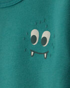 Baby Boy Cozy Monster Fleece Pullover Sweatshirt - Green, image 2 of 4 slides