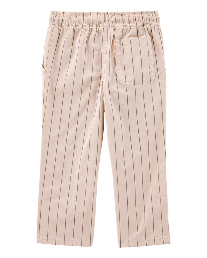 Toddler Striped Pull-On Cotton Pants - Brown, image 4 of 6 slides