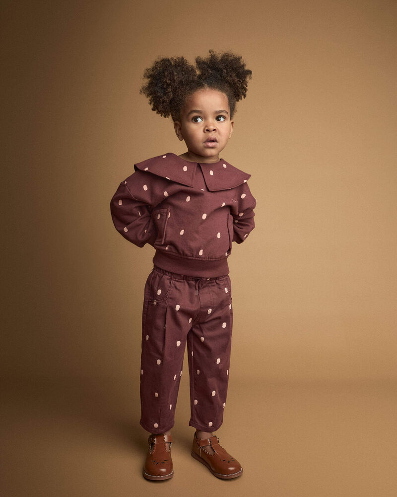 Toute-petit fille - Pantalon &agrave; plis &agrave; pois - Bourgogne, image 3 sur 6 diapositives
