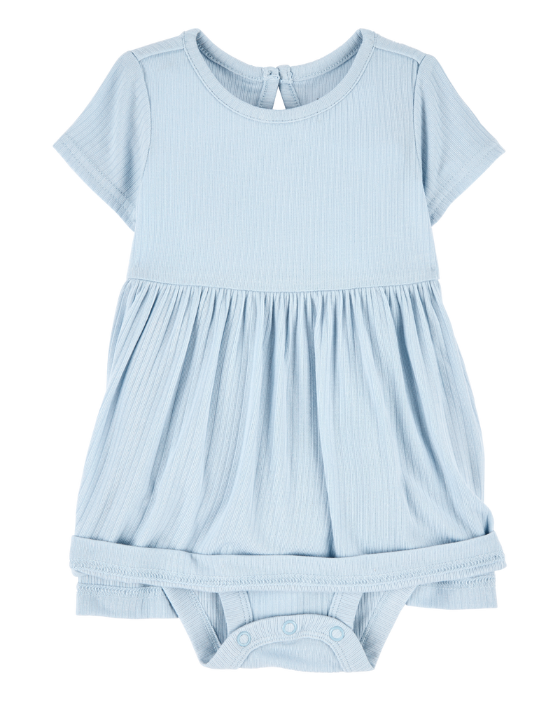 Bébé fille - Robe cache-couche PurelySoft de couleur unie - Bleu, image 2 sur 7 diapositives