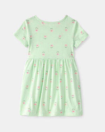 Tout-petit fille - Robe &agrave; manches courtes, floral &ndash; Vert, 