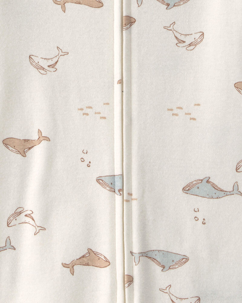 Toddler Whale 100% Cotton 1-Piece Romper Pyjama - Ivory, image 2 of 3 slides