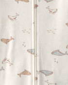 Toddler Whale 100% Cotton 1-Piece Romper Pyjama - Ivory, image 2 of 3 slides