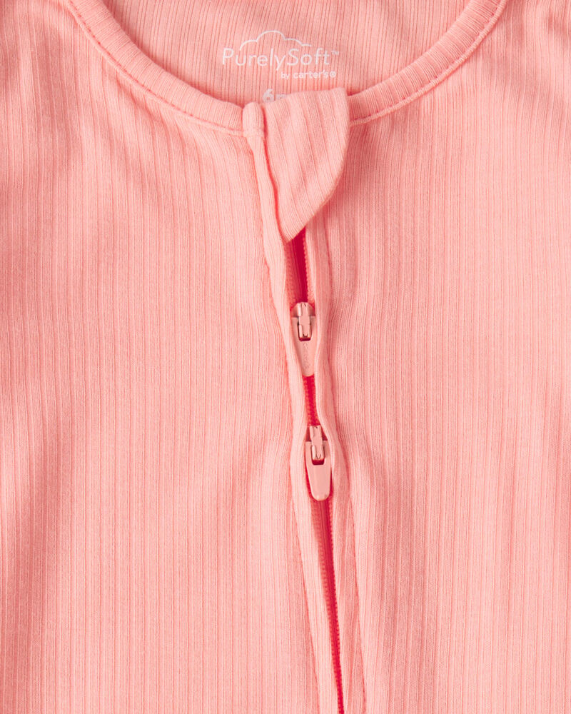 Baby Girl PurelySoft&trade; 2-Way Zip Sleeper - Coral, image 5 of 9 slides