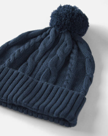 Toddler Organic Cotton Cable Knit Winter Hat, 