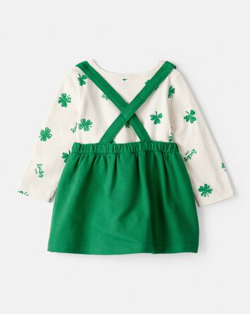 Baby Girl St. Patrick's Day 3-Piece Shamrock Long-Sleeve Top & Skirt Set - Green, 