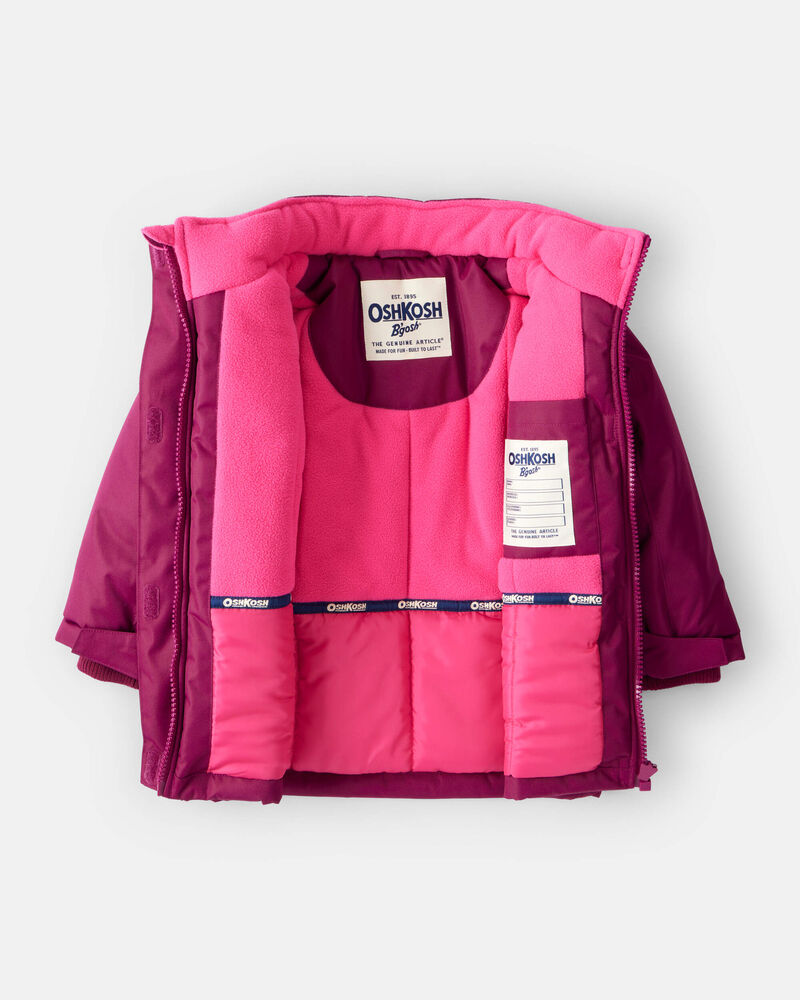Toddler Girl Parka Hooded Winter Jacket - Burgundy , image 2 of 3 slides