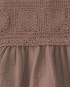 Baby Girl Organic Cotton Gauze Crochet Dress, image 5 of 6 slides