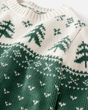 Tout-petit - Chandail en coton biologique à motif jacquard Conifères  , 