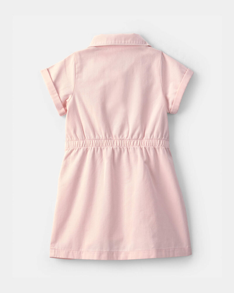Toddler Girl Twill Button-Up Utility Dress - Pink, image 2 of 4 slides