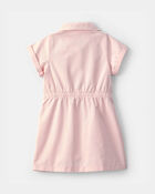 Toddler Girl Twill Button-Up Utility Dress - Pink, image 2 of 4 slides