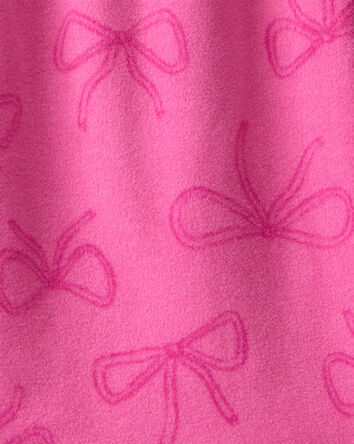 Girls Bow Print Fleece Long-Sleeve Loose Fit Night Gown - Pink, 