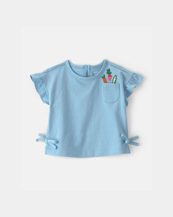 B&eacute;b&eacute; fille - Haut manches courtes &agrave; motif de l&eacute;gumes - Bleu, 