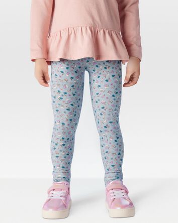 Toddler Floral Stretch Leggings - Blue, 