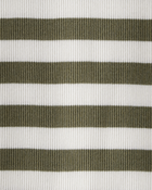 Kid Ribbed Henley Striped Long-Sleeve Shirt - Olive, image 2 of 3 slides