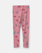 Girls School Spirit Pull-On Stretch Leggings - Pink, image 1 of 4 slides