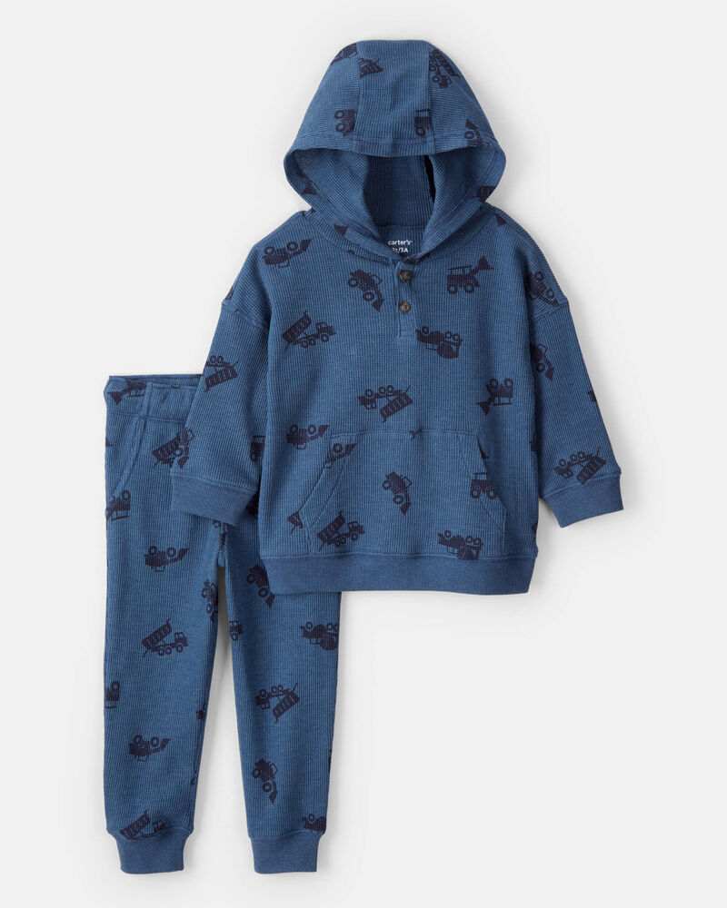 Toddler Boy 2-Piece Truck Print Hoodie and Joggers Set, image 1 of 4 slides