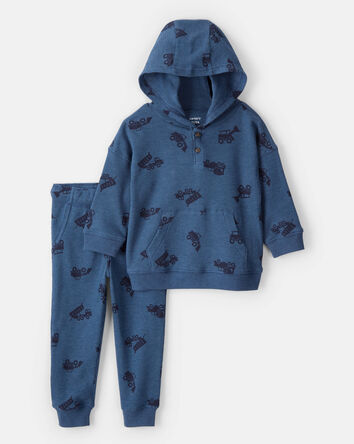 Tout-petit garçon - Ensemble 2 pièces avec haut à capuchon et pantalon de jogging à imprimé de camion, 