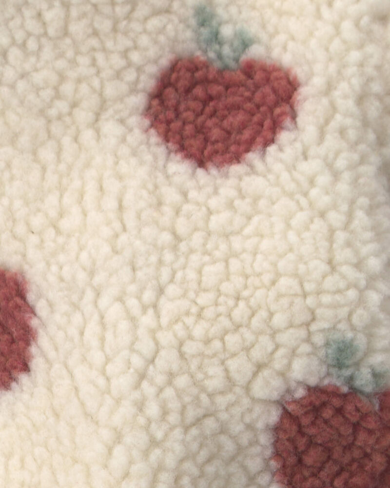 Baby Girl Recycled Teddy Fleece Jacket in Apples, image 4 of 5 slides