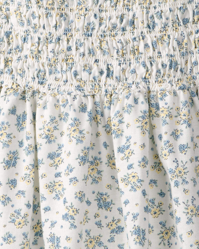 Girls Smocked Dress Made with Organic Cotton in Spring Bloom Print, image 4 of 5 slides