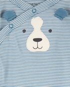 Baby Striped Dog Side-Snap Cotton Sleeper Pyjamas, image 2 of 3 slides