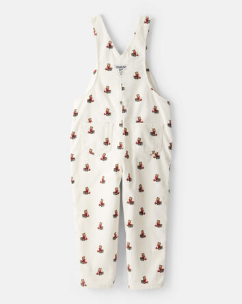 Tout-petit fille - Salopette en velours côtelé à motif d'ours imprimé – Blanc, 