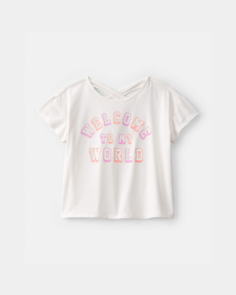Filles - Haut de sport &laquo;Welcome to My World&raquo; - Blanc, image 1 sur 3 diapositives