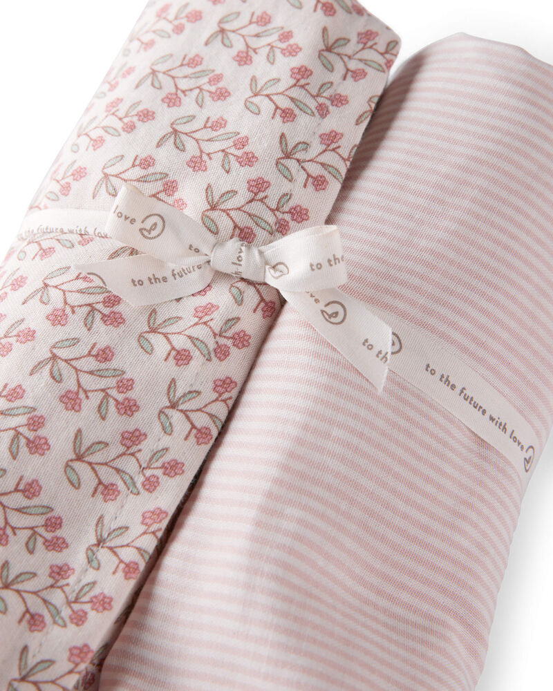 Baby Girl 2-Pack Organic Cotton Muslin Swaddle Blankets, image 2 of 4 slides