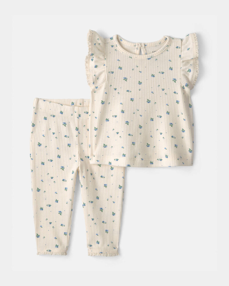 Baby Girl 2-Piece Blueberry Short-Sleeve Top & Pant Set, image 1 of 3 slides