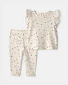 Baby Girl 2-Piece Blueberry Short-Sleeve Top & Pant Set, image 1 of 3 slides