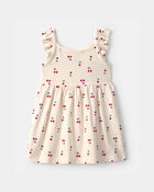 Baby Girl Cherry Sleeveless Dress - Cream, image 2 of 4 slides