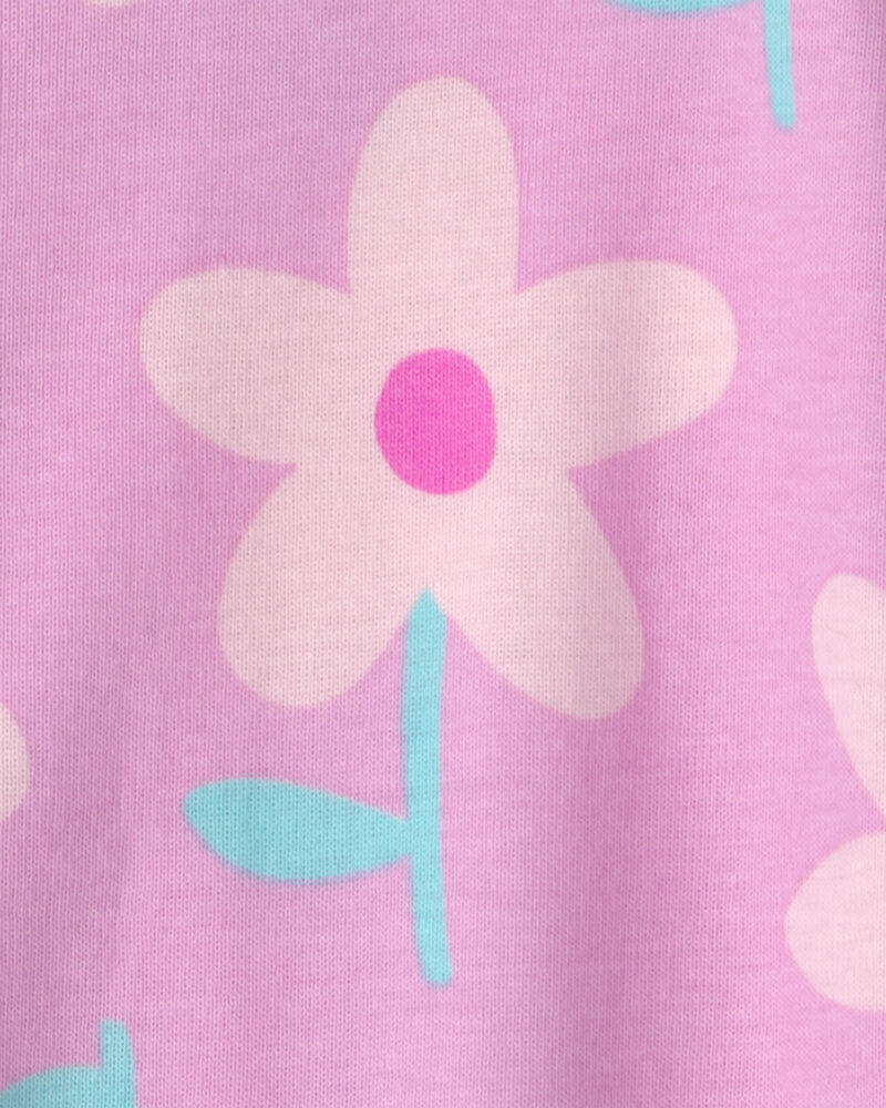 Toddler Girl Floral 100% Cotton Snug Fit 1-Piece pyjama - Pink, image 2 of 3 slides