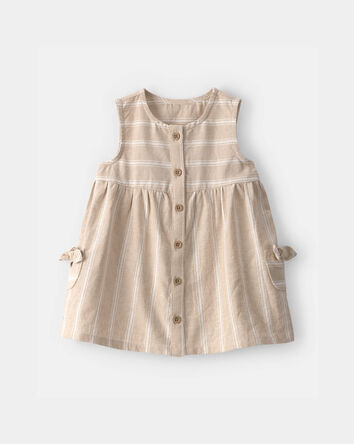 Baby Girl Stripe Sleeveless Dress - Khaki/Ivory, 