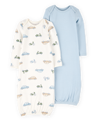 Bébé garçon - Emballage de 2 robes de nuit PurelySoft - Bleu, image 1 sur 7 diapositives